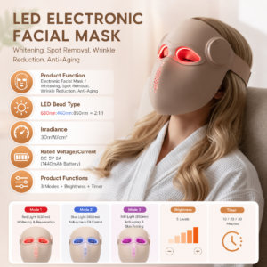 Red Light Therapy Mask Soft Liquid Silicone 30mW/cm Photon Therapy